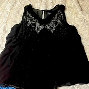 Black tank with floral beading